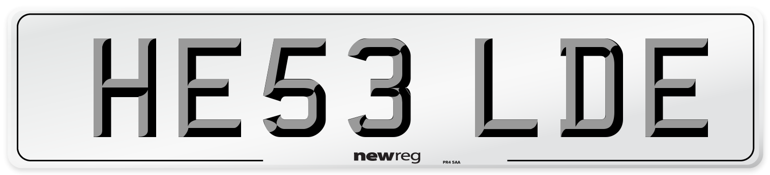 HE53 LDE Number Plate from New Reg